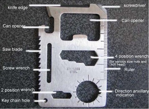 Nur 64 Cent (Versand gratis)! 11in1 Mini Multi / Survival / Camping Tool im Kreditkarten Format!