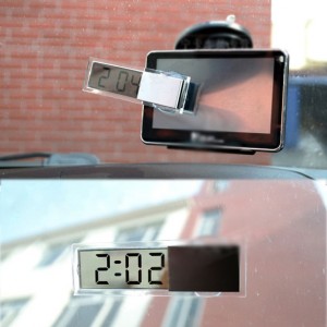Transparente Mini LCD Uhr mit Saugnapf  