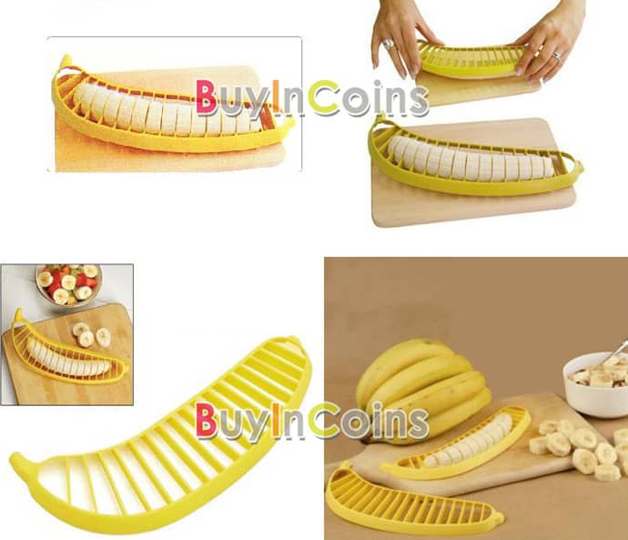 Bananenscheibenschneider: Bananen ratzfatz in Scheiben geschnitten! Nur 0,90 € …