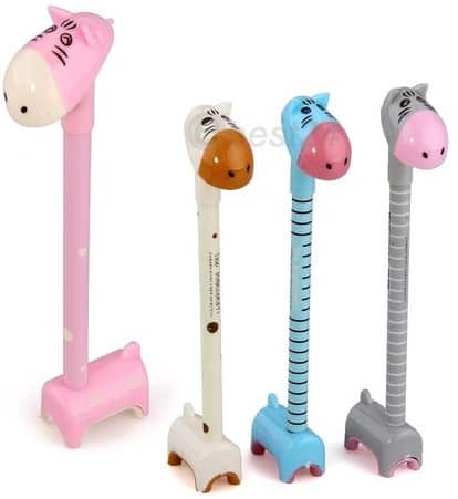 4 Großnasen-Giraffen-Kugelschreiber zum Hinstellen in verschiedenen Farben nur 2,57 € (0,64 €/Stück) …