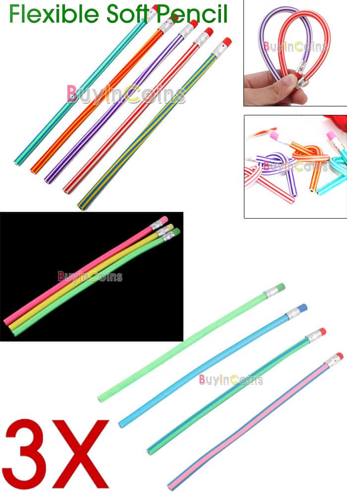 3x-flexible-soft-pencil, flexibler bleistift, biegsamer bleistift