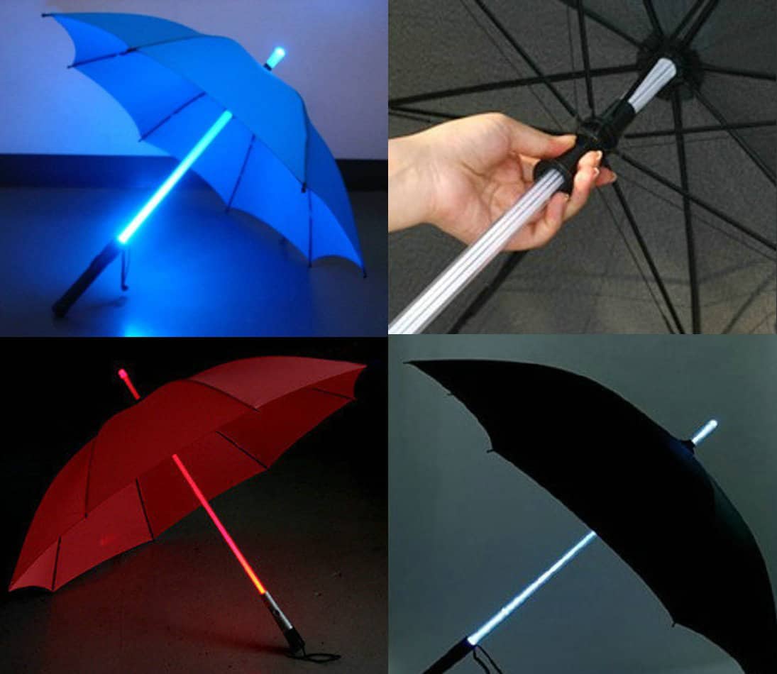 Jetzt in 7 Farben! Lichtschwert-Regenschirm für nur 14,67 Euro inkl. Versand aus China!