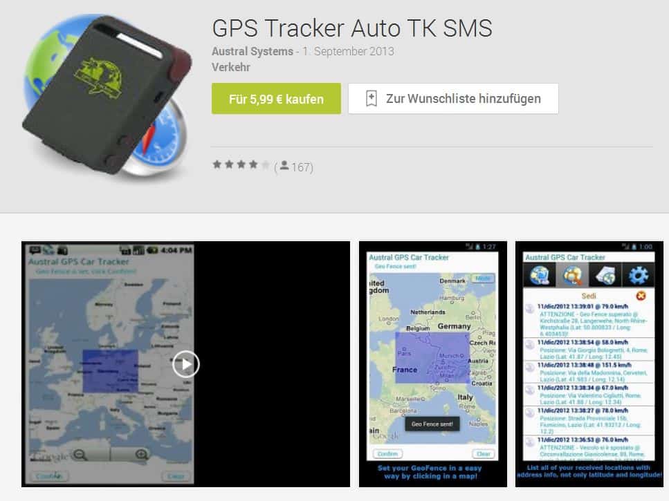 Schnäppchen! Der „GPS Tracker“ zeigt euch genau den Standort an und schickt euch eine SMS wenn sich das Auto bewegt! Jetzt für nur noch 9,83 €!