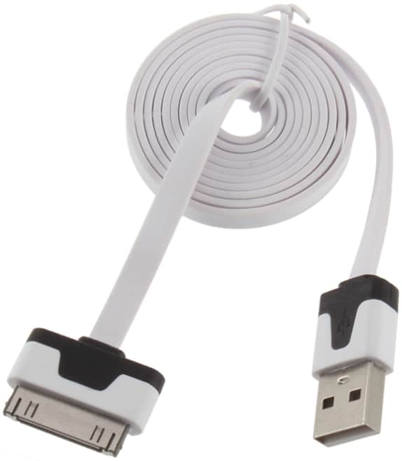 Flaches Lade- und Sync-Kabel für Apple iPhone 4/4S und alle Apple Geräte mit 30-Pin Anschluss bei 7-facher Farbwahl nur 0,68 €  …