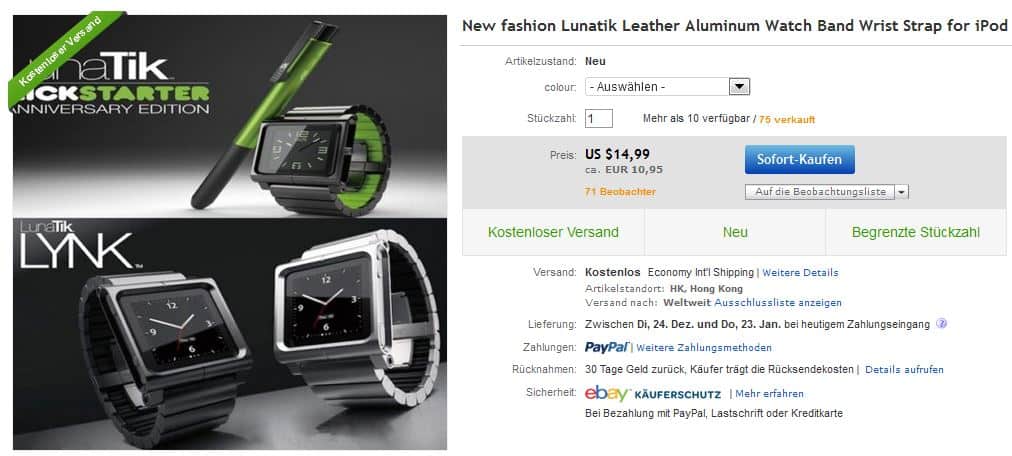 LunaTik! Ein Metall-Armband für den iPod zum Schnäppchenpreis!