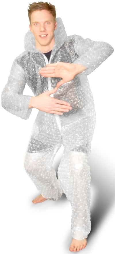 Lass platzen Baby! Kompletter Anzug aus Luftpolsterfolie – Ideal zu Karneval für 19,28 € …
