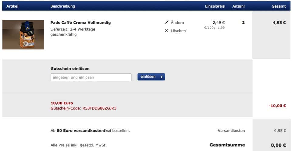 [TCHIBO] Knaller! Durch Gutschein vollkommen gratis Kaffee bestellen – auch auf Versand anrechenbar