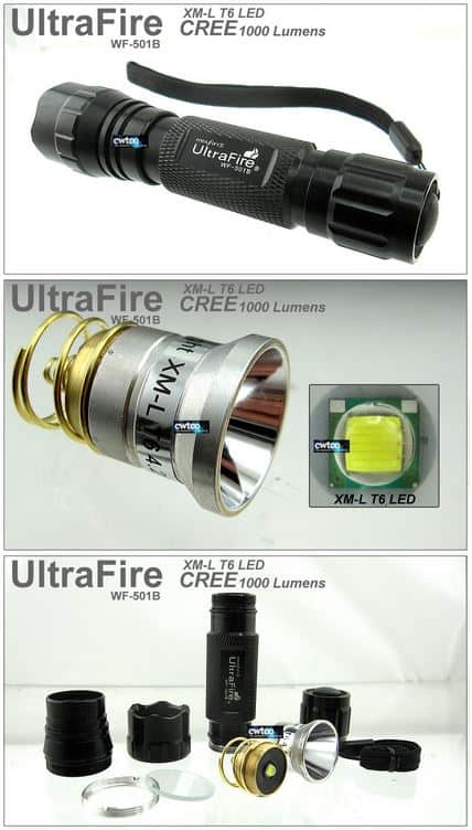UltraFire WF-501B (~1000 Lumen, CREE XM-L T6 LED) für günstige 5,78 Euro (gratis Versand)!