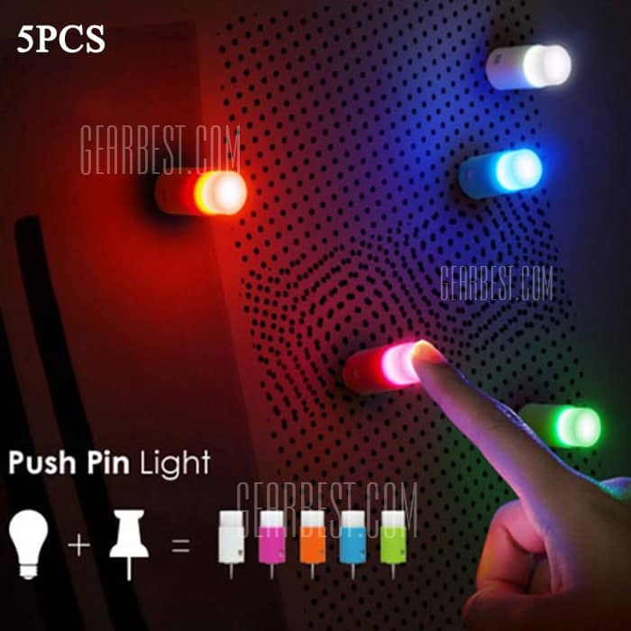 5 Stück bunte Mini LED Pins nur 2,89 Euro (gratis Versand) bei Gearbest!