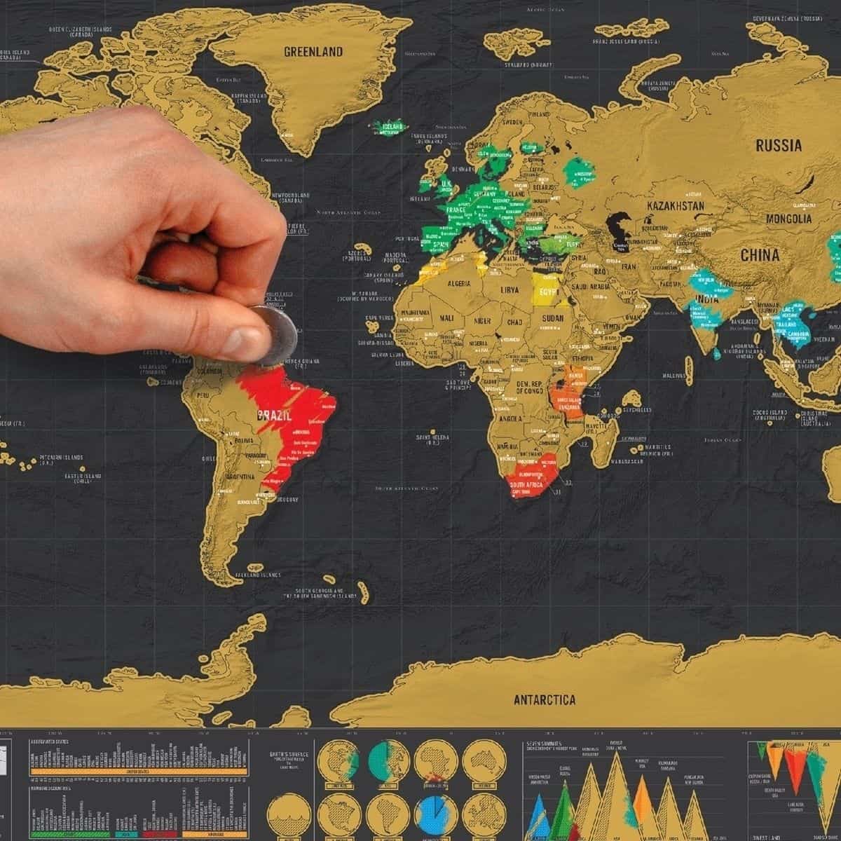 Scratch Map mit Gutschein für 1,99 Euro inkl. Versand! Die Karte für Weltenbummler – besuchte Länder einfach aufrubbeln!