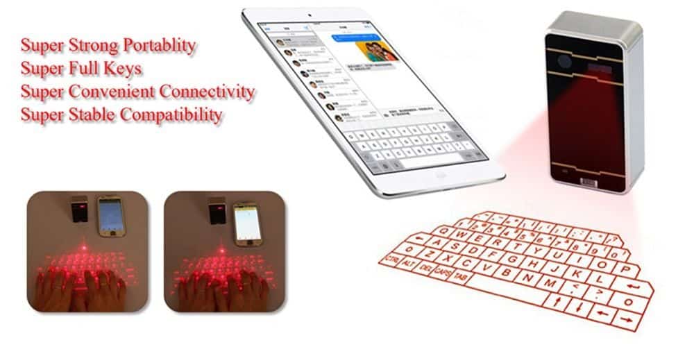 Bluetooth Laser Tastatur fürs Smartphone oder euren Tablet PC für nur 38,57 Euro (gratis Versand + ~8 Euro Zoll)!