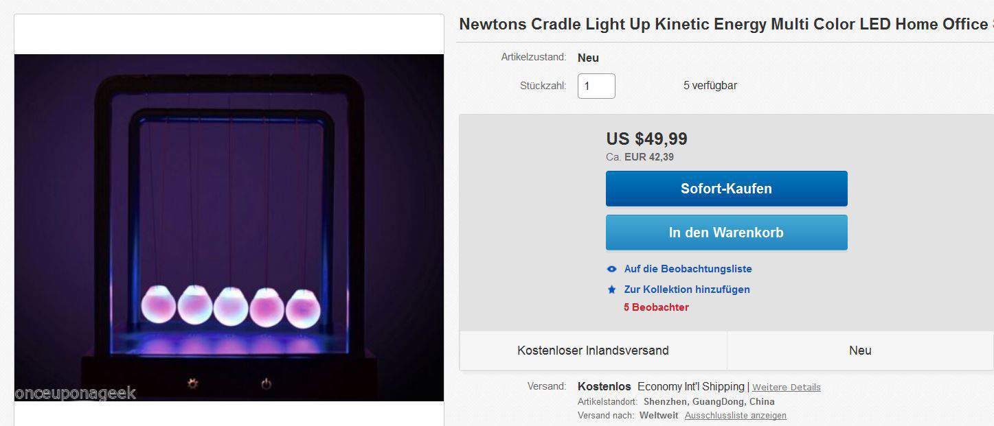 Kinetic Light Newton’s Cradle? Geil, geil geil!! :-)