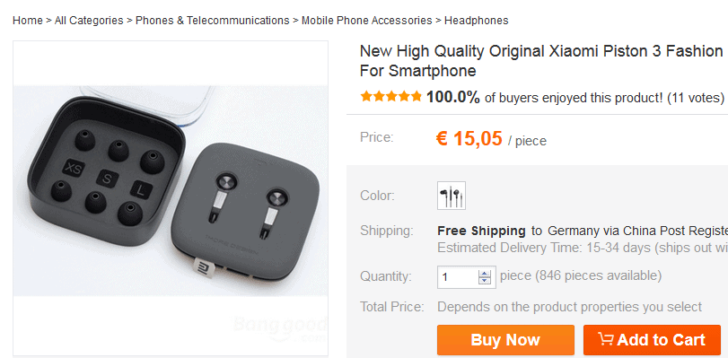 Piston 3 von Xiaomi für nur 15,05 Euro (gratis Versand) oder für 19,99 Euro + 4,99 Versand aus Deutschland!