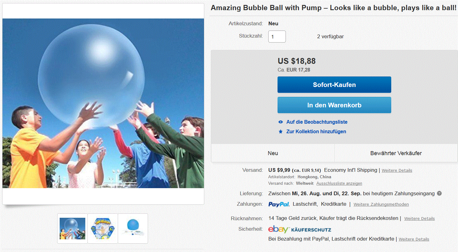 Amazing Bubble Ball / Wubble Bubble Ball? Ein cooles Teil! Der extrem stabile Luftballon mit 90cm Durchmesser!