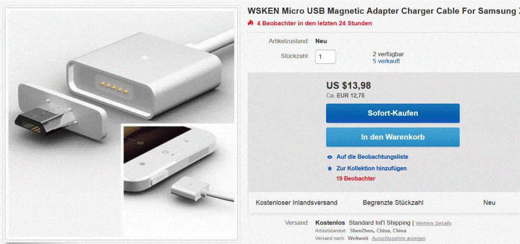 WSKEN Xcable, madnetischer USB Adapter, Neuheit, Micro USB, ähnlich Snaps, Gadgetwelt, günstig kaufen, Gadget China