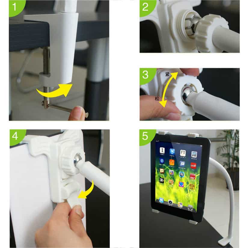 Der flexible Arm hält für euch den Tablet PC (iPad, Galaxy Tab etc. passend für 7 – 10,1″)!