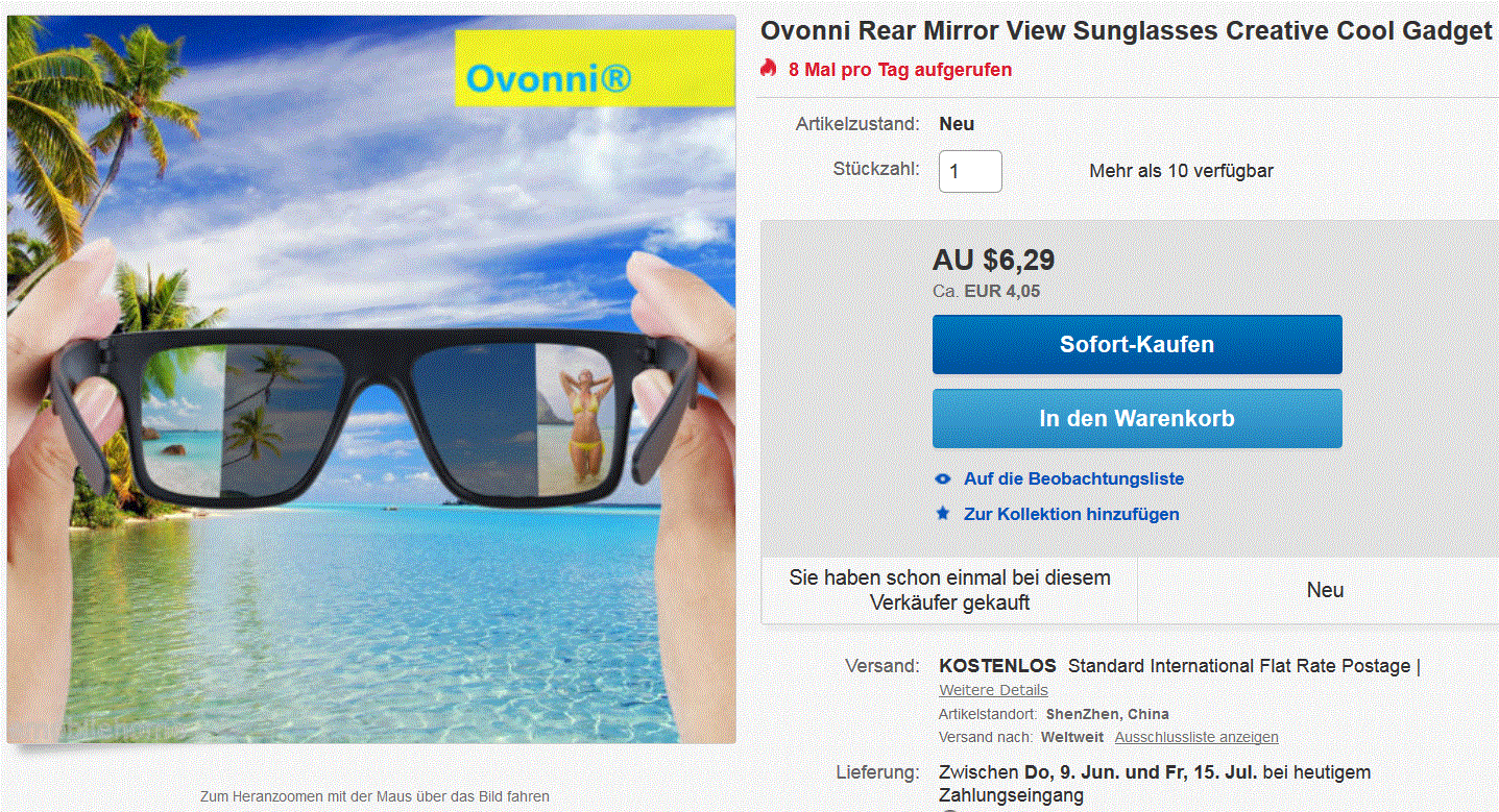 Ovonni? Die Brille mit Rückspiegel bei eBay!