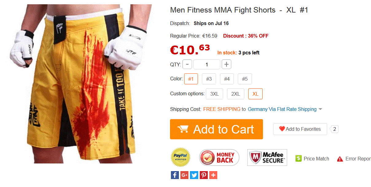 MMA Shorts für nur 10,63 Euro (gratis Versand) bei Gearbest!