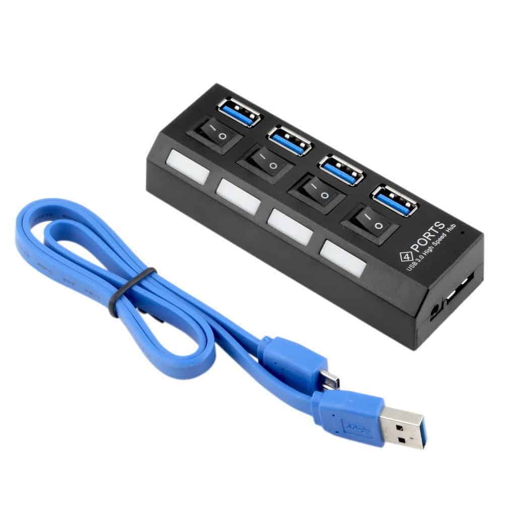 4 Port USB 3.0 Hub mit Schaltern für nur 4,46 Euro (gratis Versand) aus China!