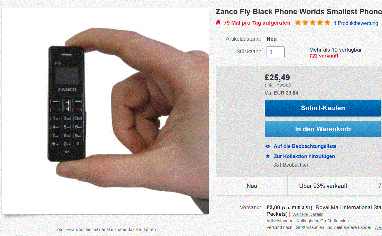 „The Dot“ von Zanco? Das kleinste Handy mit Stimmenverzerrer der Welt für 33,35 Euro inkl. Versand aus UK!