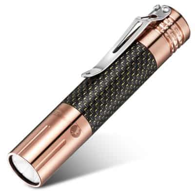 Edel! LUMINTOP Prince Taschenlampe in Copper/Rosegold, Stahl oder Gold mit 1000 Lumen und Gehäuseteilen aus echtem Carbon!