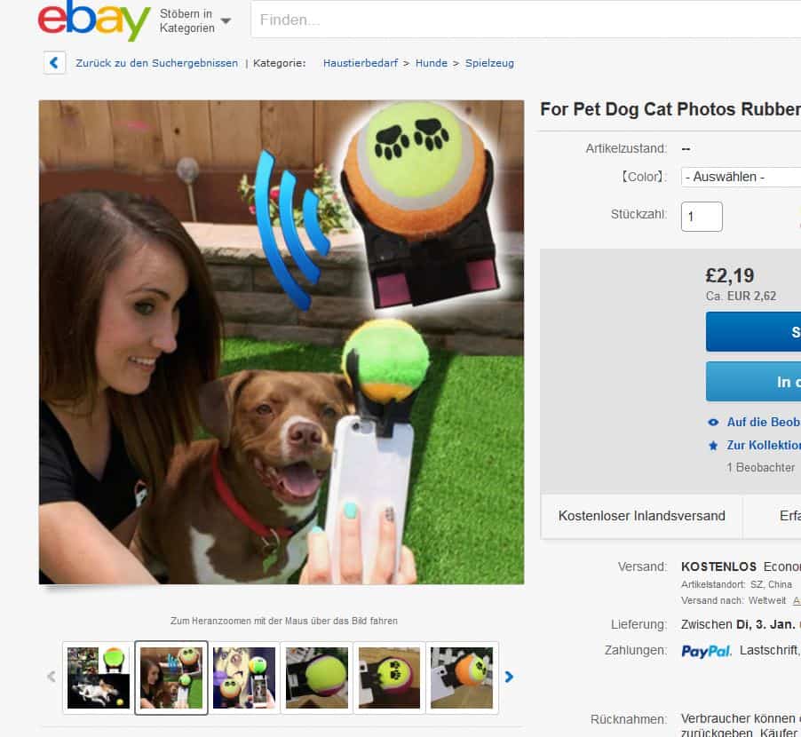 Hunde Selfie Ball für nur 2,57 Euro!