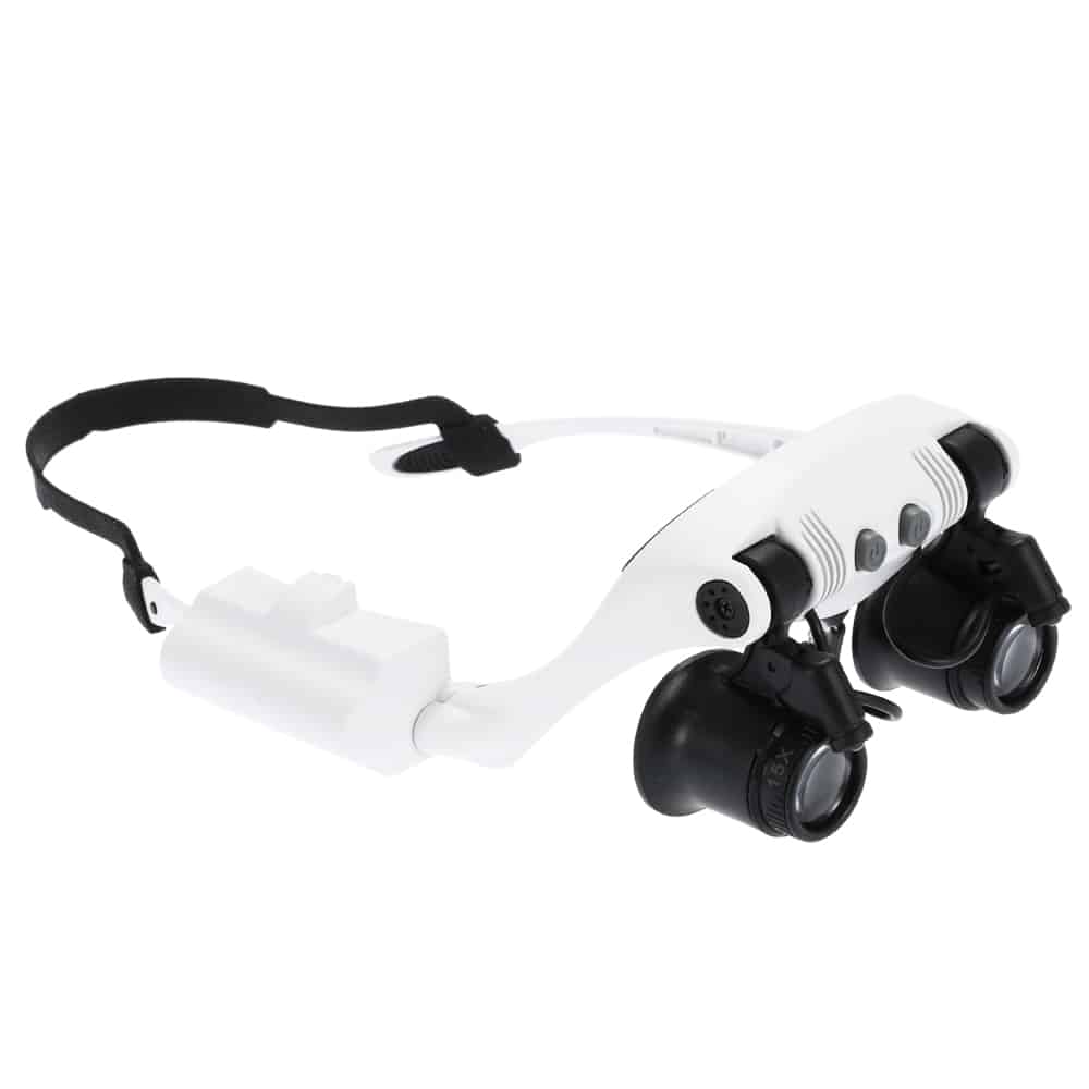 Lupenbrille mit LED-Beleuchtung und verschiedenen Linsen (10x, 15x, 20x, 25x)!