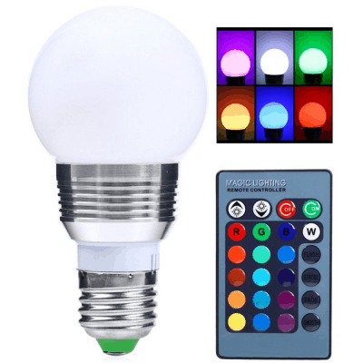 5W LED Leuchtmittel E27 mit RGB-Farbwechsel und Fernbedienung für 3,- Euro