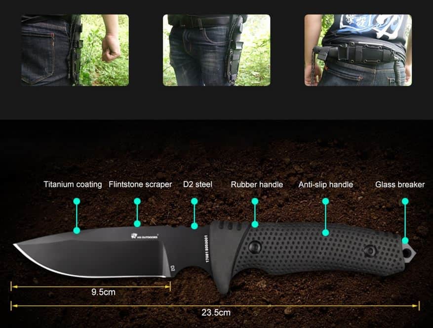 Günstiger! HX Outdoors Messer mit D2 Klinge, Schärfer und Feuerstarter im Flash Sale für 26,97 Euro bei Gearbest!