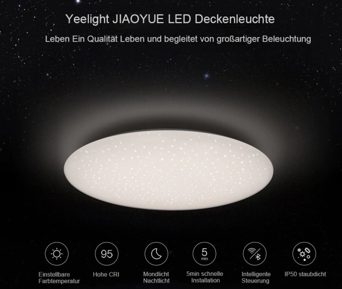 Yeelight JIAOYUE YLXD04YL 450 LED Deckenleuchte für 71,24 Euro bei Tomtop