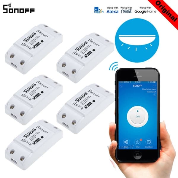 5 Stück SONOFF Basic 10A Wifi WLAN Switch für 26,99 Euro aus Deutschland
