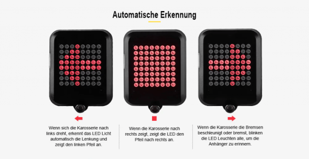 bremsen und blinker fahrrad anzeige für led