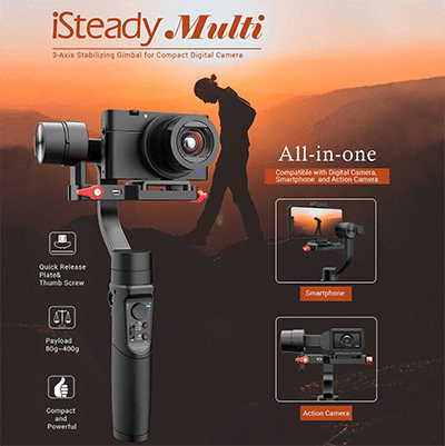 hohem iSteady Multi 3-Achsen-Gimbal für Smartphone oder Action-/Digitalkamera nur 109,99 Euro bei eBay