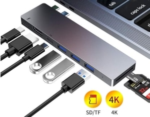 Flyland 8-in-1 USB Typ C Hub aus Aluminium für für MacBook Pro 2016/17/18/19 & MacBook Air 2018/19 nur 12,60 Euro