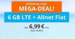 Sim-Only Tarif gefällig? Sim.de LTE Allnet-Flat mit 6 GB Daten für 6,99 Euro mtl. oder mit 20GB für 19,99 Euro mtl.