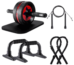 KuYou Fitness-Set mit Wheel Bauchtrainer, Push-Up Griffen und Springseil für 16,19 Euro