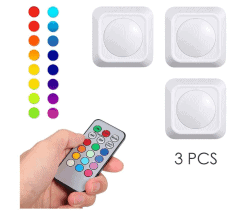 3er Set batteriebetriebene RGB LED Klebeleuchten für 9,99 Euro