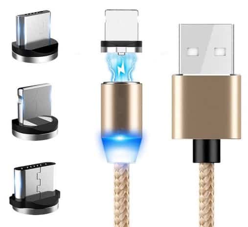 Janhiny 2 m Magnet-Schnellladekabel für Lightning, USB C und Micro USB für nur 2,99 Euro