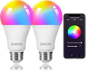AWOW Smart Light Bulb – im Doppelpack (Smarte Glühbirne kompatibel mit Alexa, Google Assistant, Siri) für 10,49€