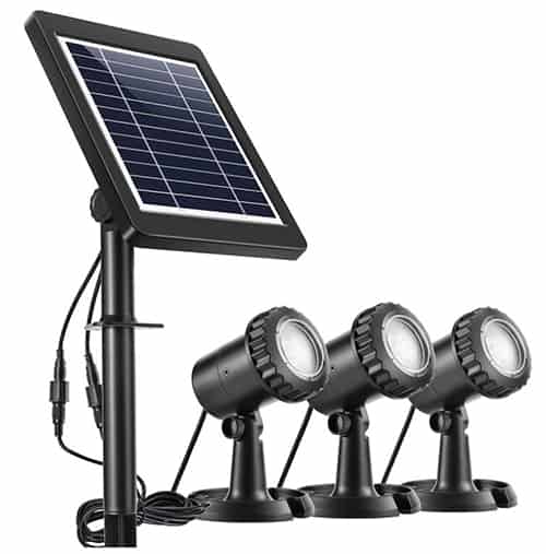 Ankway solarbetriebene LED Unterwasser-/Gartenstrahler (3 Spots, IP68) für nur 16,79€