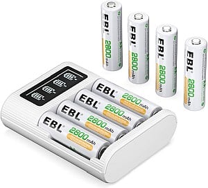 EBL LCD Akkuladegerät mit 8 AA Akku 2800mAh für 14,99€