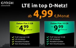 Crash-Tarife mit 5GB oder 10GB Daten-LTE Flat (50MBit/s) im Vodafone Netz ab 4,99€ mtl.