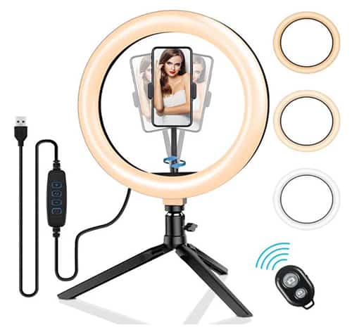 EasyULT Selfie Ringlicht mit Fernbedienung (3 Lichtmodi, 10 Helligkeitsstufen) für nur 11,99€