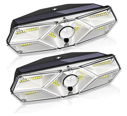 Doppelpack! GECOTY Solarlampen für Außen mit Bewegungsmelder (104 LEDs, 3 Beleuchtungsmodi, IP65) für nur 14,99€