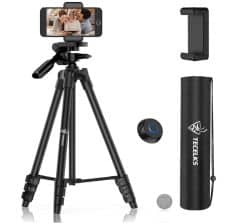 TECELKS 135CM Kamera-Stativ mit Smartphonehalter und BT-Fernbedienung für 17,69€