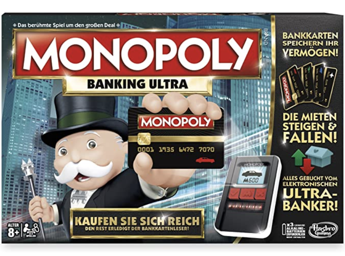 Wieder da! Hasbro Monopoly Banking Ultra mit elektronischem Kartenleser für nur 25,99€ bei Prime-Versand