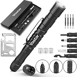 Vastar Tactical Pen mit Werkzeugkarte und Taschenlampe für 8,88€