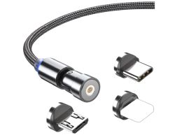 Zwbfu 3-in-1-Magnet-Ladekabel (MicroUSB, USB C, Lightning) für 4,99€
