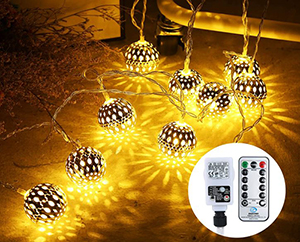 Othran Marokkanische Lichterkette (10m, 30 LED Silberkugel, 8 Modi) für nur 13,49€