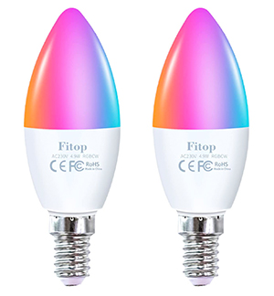 2er-Pack Fitop Smart LED Leuchtmittel (E14, RGB, WLAN, Alex, Google Home) für nur 11,94€